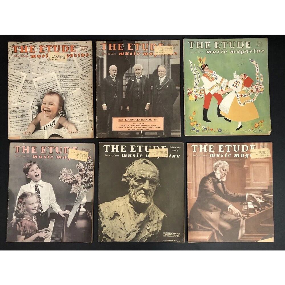 1940s The Etude Music Magazine 11 issues LOT from Vintage Ads SHEET MUSIC